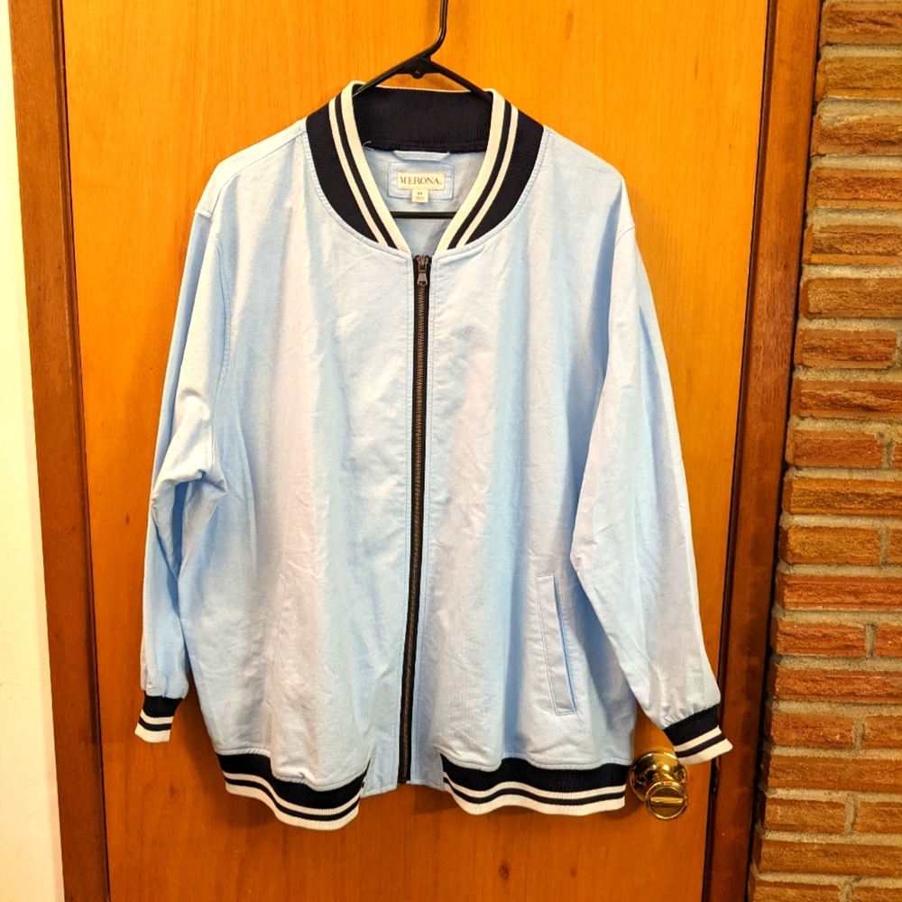 Merona Plus Size Light Blue Varsity Style Jacket Sz. 3x